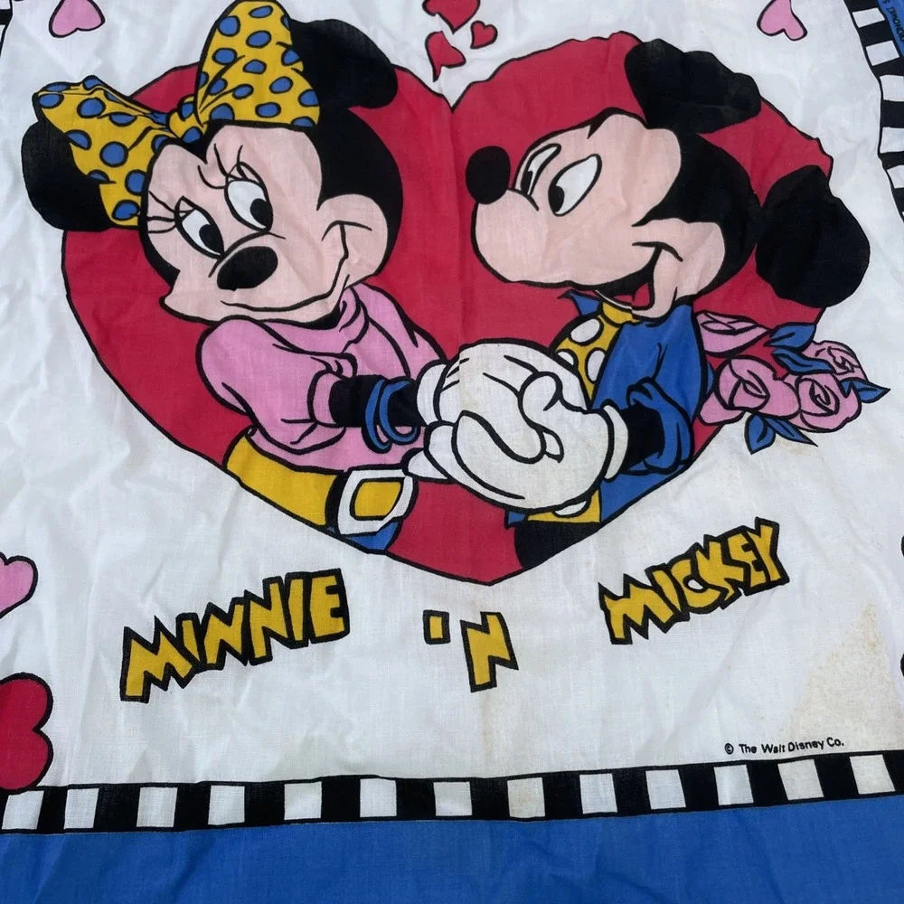 Vintage Disney Mickey Minnie Mouse Handkerchief Scarf Bandana 22X22
